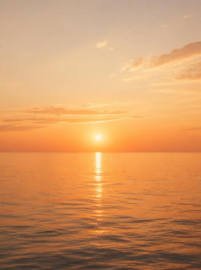 Calm ocean horizon at golden hour symbolizing clarity and peace